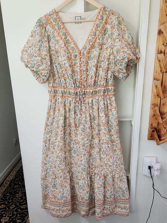 Anthropologie Dresses & Skirts - Anthropologie LEA Floral Puff Sleeve Maxi Dress Cotton Boho Cottagecore 1X EUC